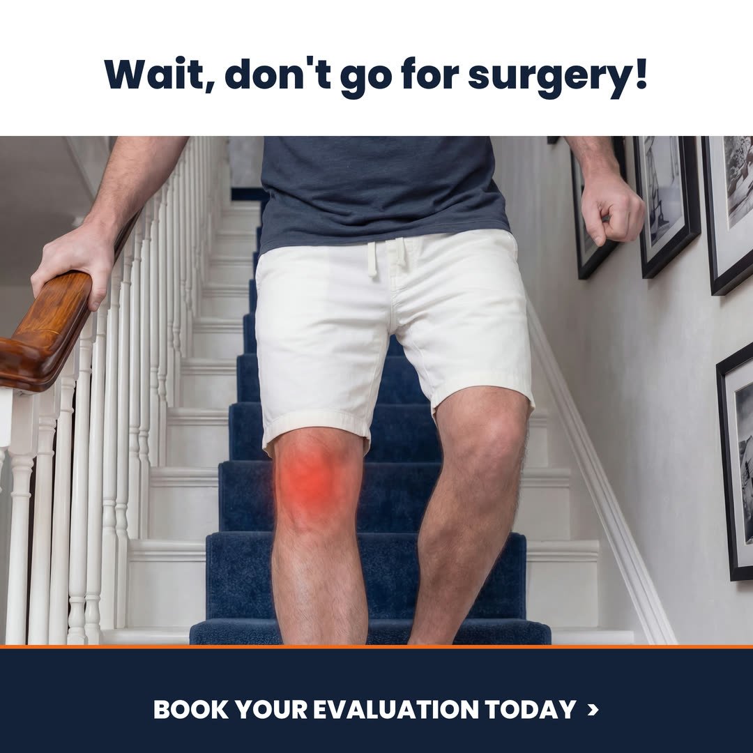 StayWell image ad of a man stopping on his staircase holding his knees