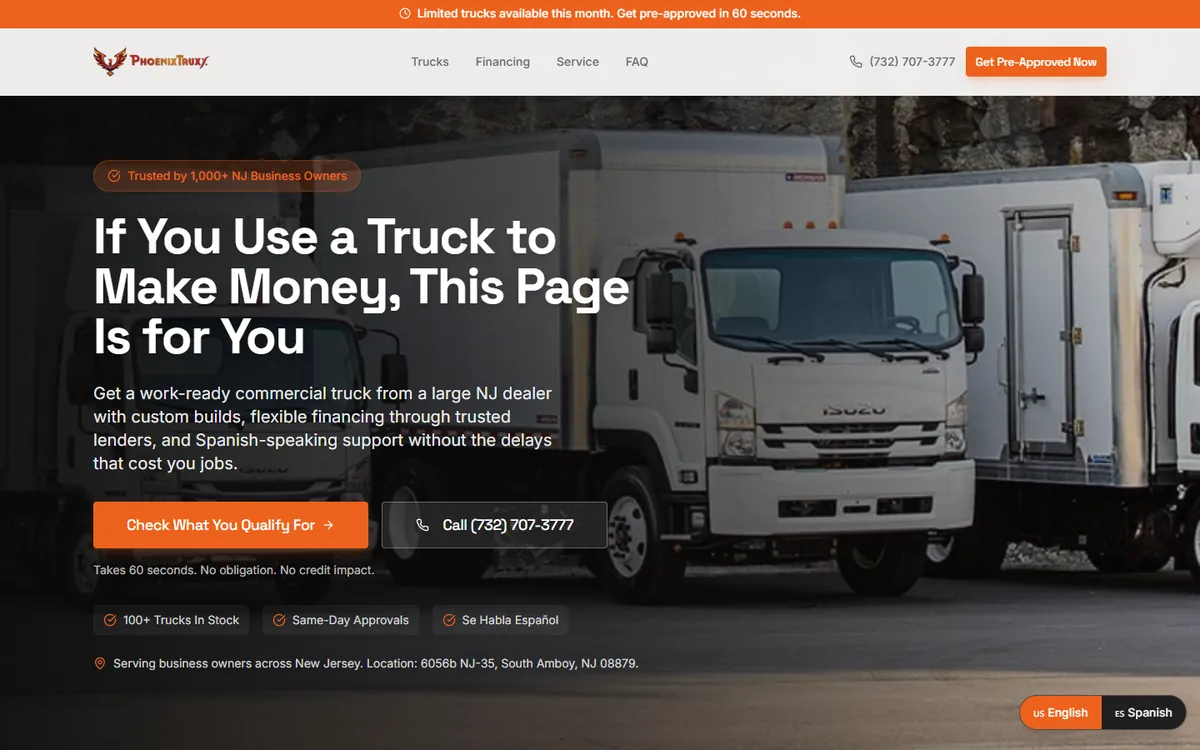 Phoenix Truxx landing page